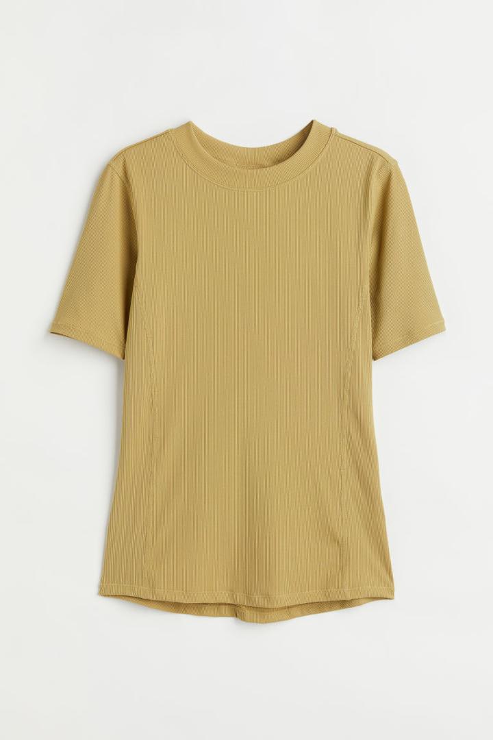 H & M - Ribbed Sports Top - Yellow