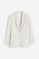 H & M - Single-breasted Linen-blend Jacket - Beige