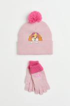 H & M - 2-piece Knit Set With Motif - Pink