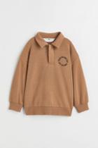 H & M - Oversized Sweatshirt With Collar - Beige