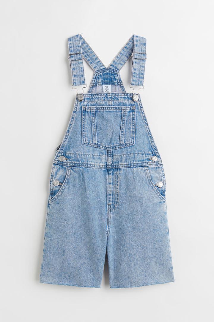 H & M - Denim Overall Shorts - Turquoise
