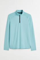 H & M - Long-sleeved Sports Shirt - Turquoise