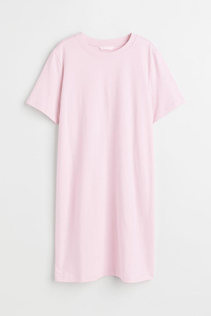 H & M - Cotton T-shirt Dress - Pink