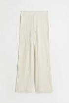 H & M - Ribbed Jersey Pants - Beige
