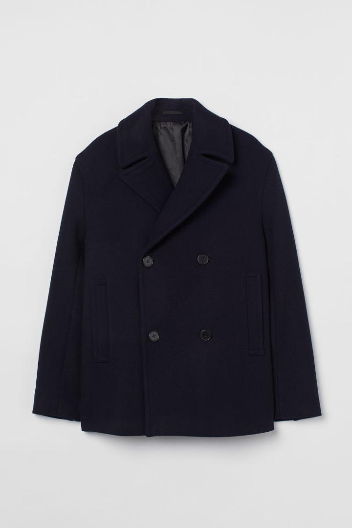 H & M - Wool-blend Pea Coat - Blue