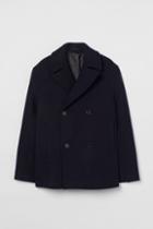 H & M - Wool-blend Pea Coat - Blue