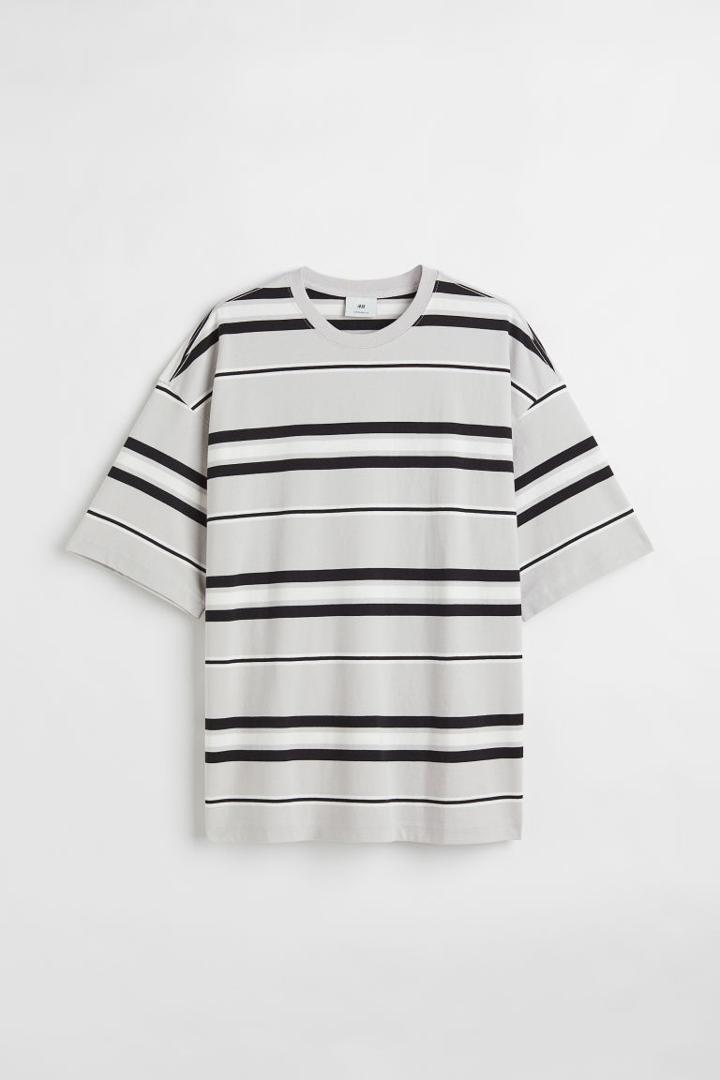 H & M - Oversized Fit Cotton T-shirt - Gray