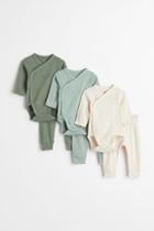 H & M - 6-piece Cotton Set - Green