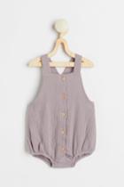 H & M - Sleeveless Cotton Romper Suit - Purple