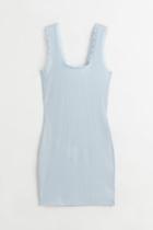 H & M - Lace-trimmed Ribbed Dress - Blue