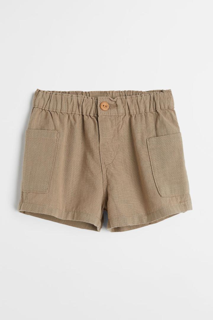 H & M - Patch-pocket Shorts - Beige