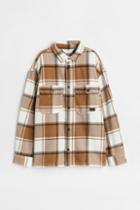 H & M - Oversized Flannel Shirt - Beige