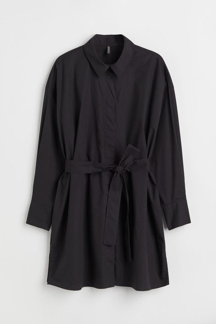 H & M - H & M+ Tie Belt Shirt Dress - Black