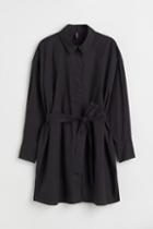 H & M - H & M+ Tie Belt Shirt Dress - Black