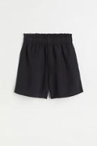 H & M - Linen-blend Pull-on Shorts - Black