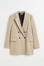 H & M - Double-breasted Jacket - Brown