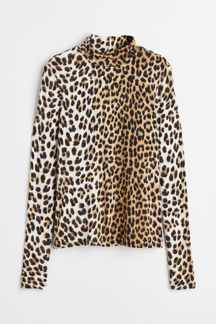 H & M - Viscose Turtleneck Top - Beige