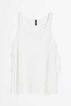 H & M - Crochet-look Tie-detail Tank Top - White