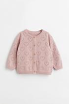 H & M - Cotton Pointelle Cardigan - Pink