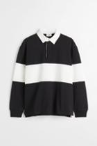 H & M - Relaxed Fit Rugby Shirt - Black