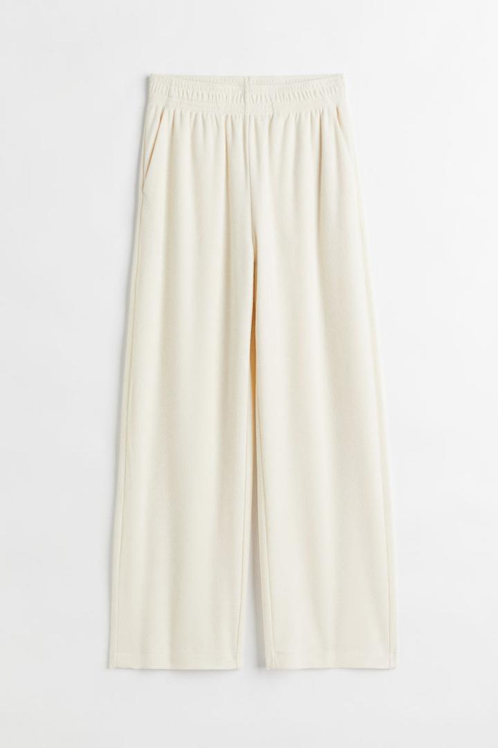H & M - Wide-leg Terry Pants - White