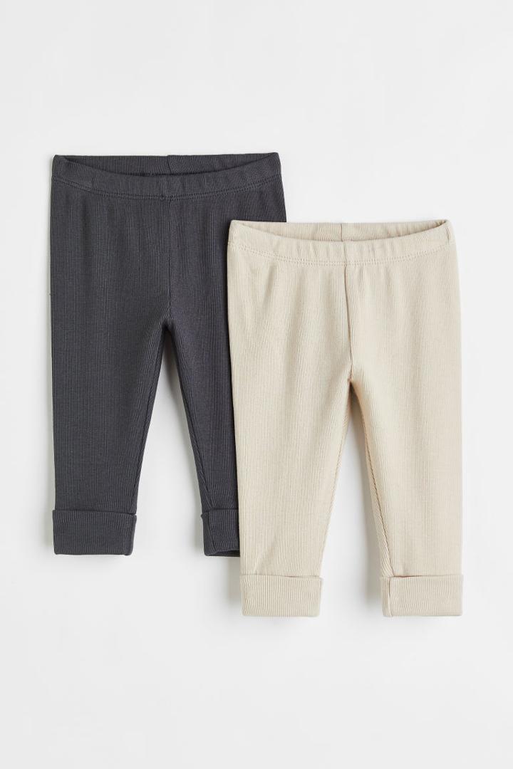 H & M - 2-pack Adjustable-fit Leggings - Beige