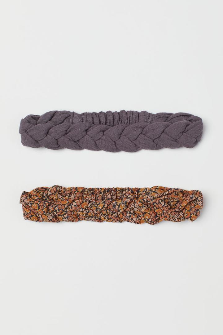 H & M - 2-pack Braided Headbands - Gray