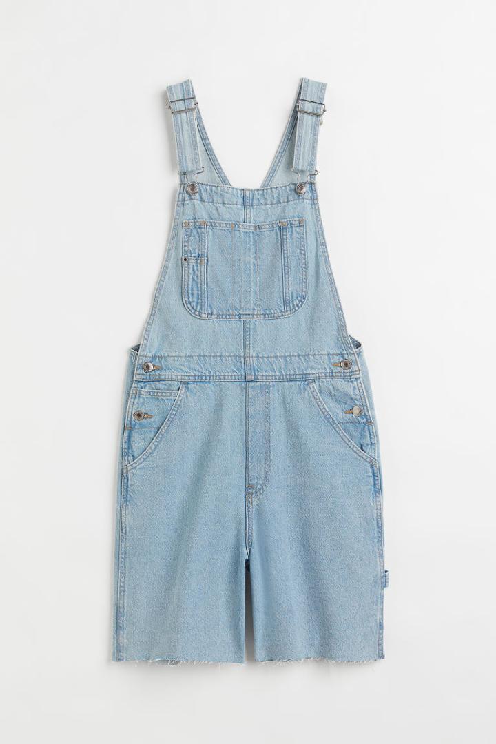 H & M - Denim Overall Shorts - Blue