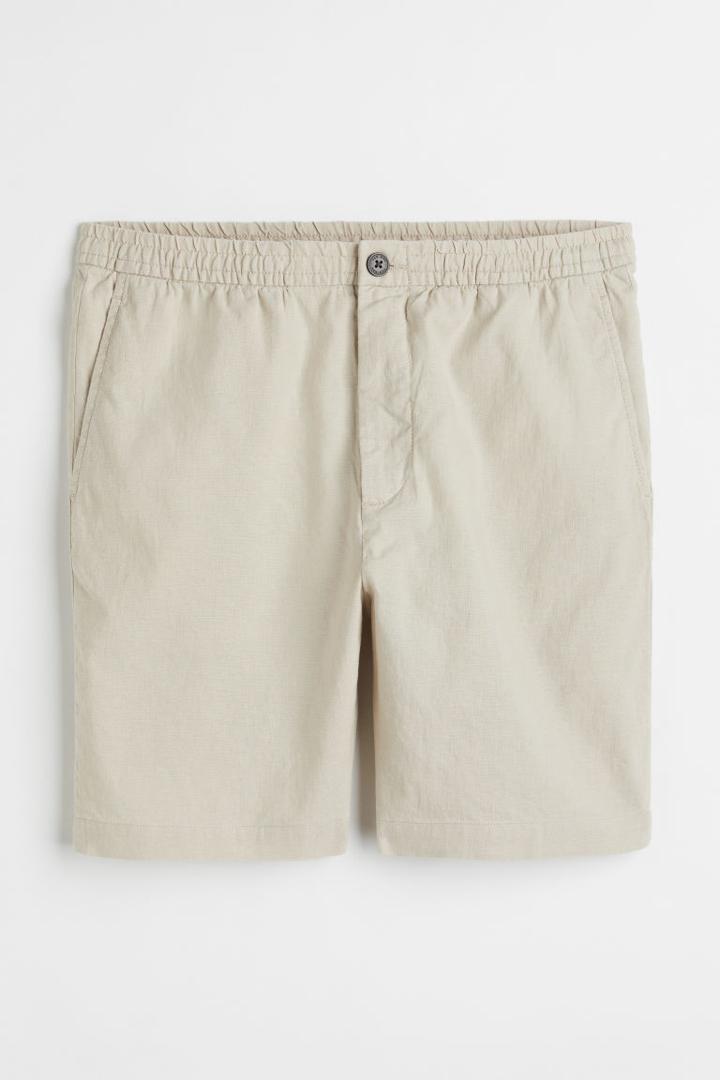 H & M - Regular Fit Linen-blend Shorts - Brown