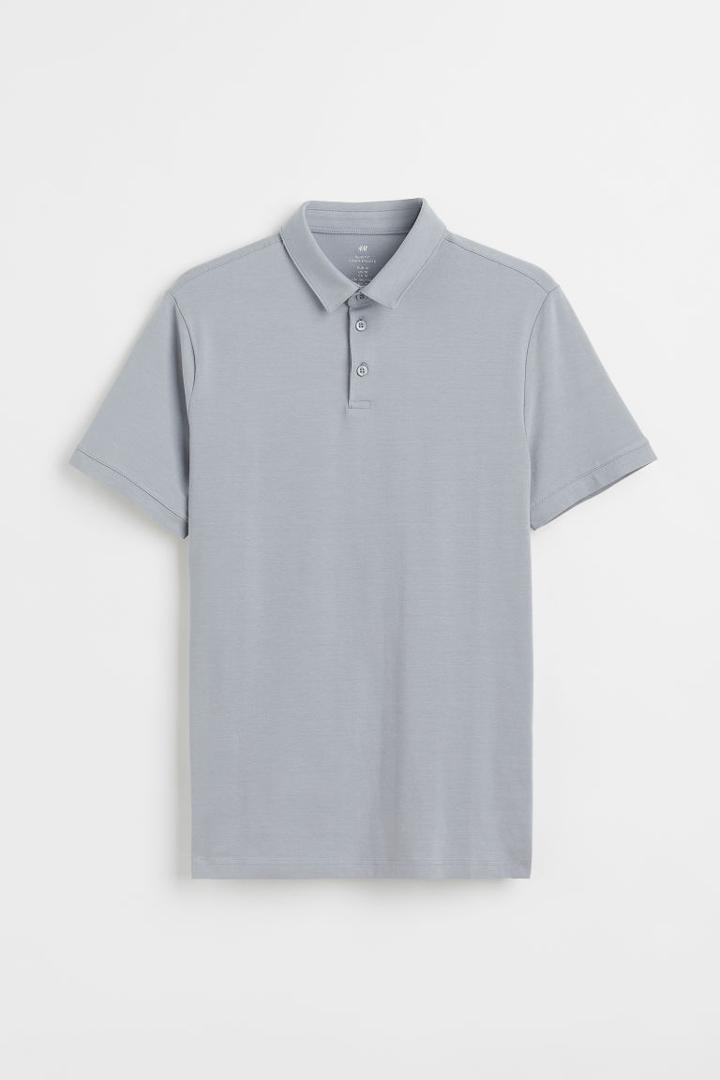 H & M - Slim Fit Polo Shirt - Gray