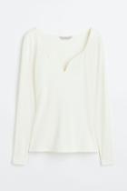 H & M - Sweetheart-neckline Top - White