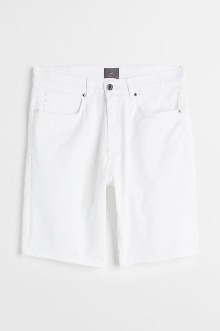 H & M - Slim Fit Cotton Twill Shorts - White