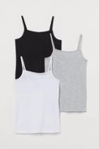 H & M - 3-pack Cotton Tank Tops - Gray