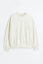 H & M - Oversized Fit Velour Sweatshirt - White