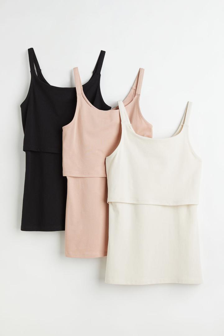H & M - Mama 3-pack Nursing Tops - Black