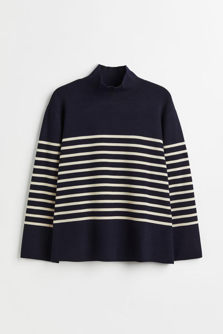 H & M - H & M+ High-collar Sweater - Blue