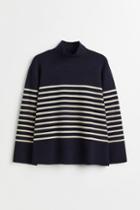 H & M - H & M+ High-collar Sweater - Blue