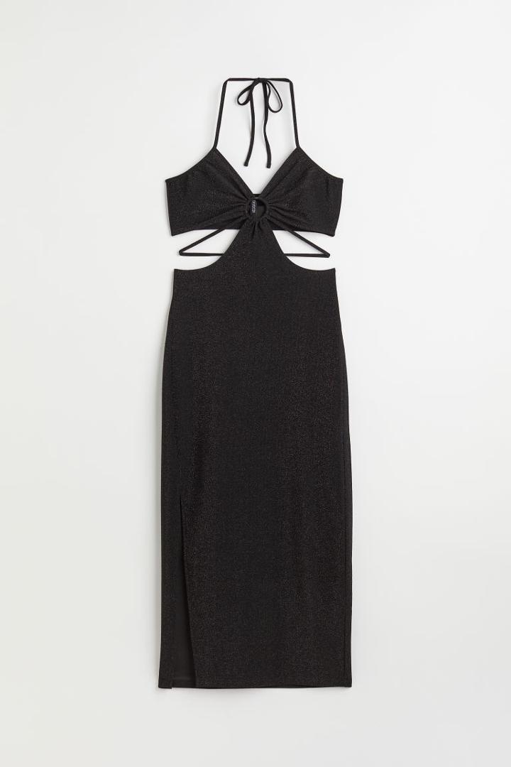 H & M - Glittery Cut-out Dress - Black