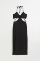 H & M - Glittery Cut-out Dress - Black