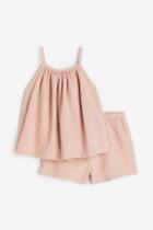 H & M - 2-piece Double-weave Cotton Set - Orange