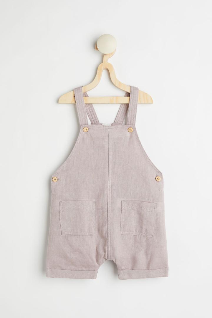 H & M - Linen Overall Shorts - Purple