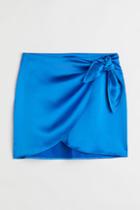 H & M - Satin Wrapover Skirt - Blue