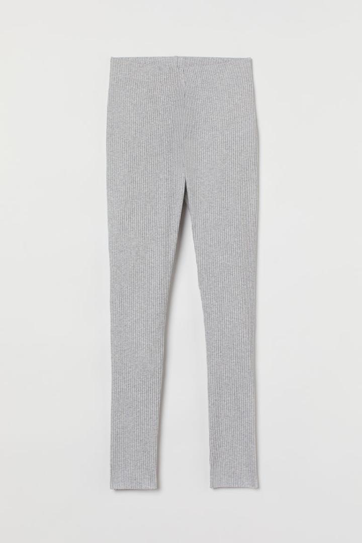 H & M - Ribbed Leggings - Gray