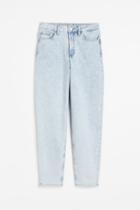 H & M - Mom Loose-fit High Ankle Jeans - Turquoise