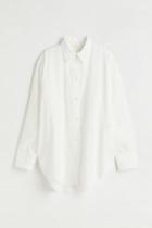 H & M - Crinkled Cotton Shirt - White