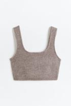 H & M - Rib-knit Crop Top - Brown