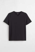 H & M - Slim Fit V-neck T-shirt - Black