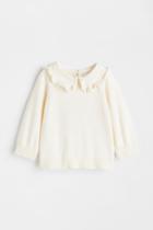 H & M - Flounce-collared Sweater - White