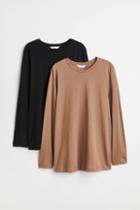 H & M - Mama 2-pack Cotton Tops - Black