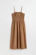 H & M - Smocked-waist Dress - Beige